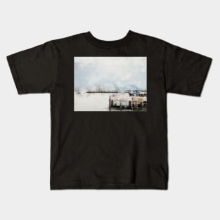 Monterey Bay Fisherman's Wharf Digital Watercolor 2021 Kids T-Shirt